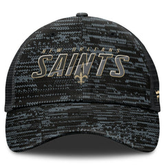 New Orleans Saints Challenge Trucker Adjustable Hat Heather Black - Fanatics