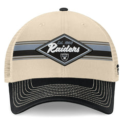 Las Vegas Raiders Diamond Stripe Trucker Adjustable Hat Natural/Black - Fanatics
