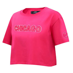 Chicago Cubs Pro Standard Women's Triple Pink Boxy Cropped T-Shirt for sale