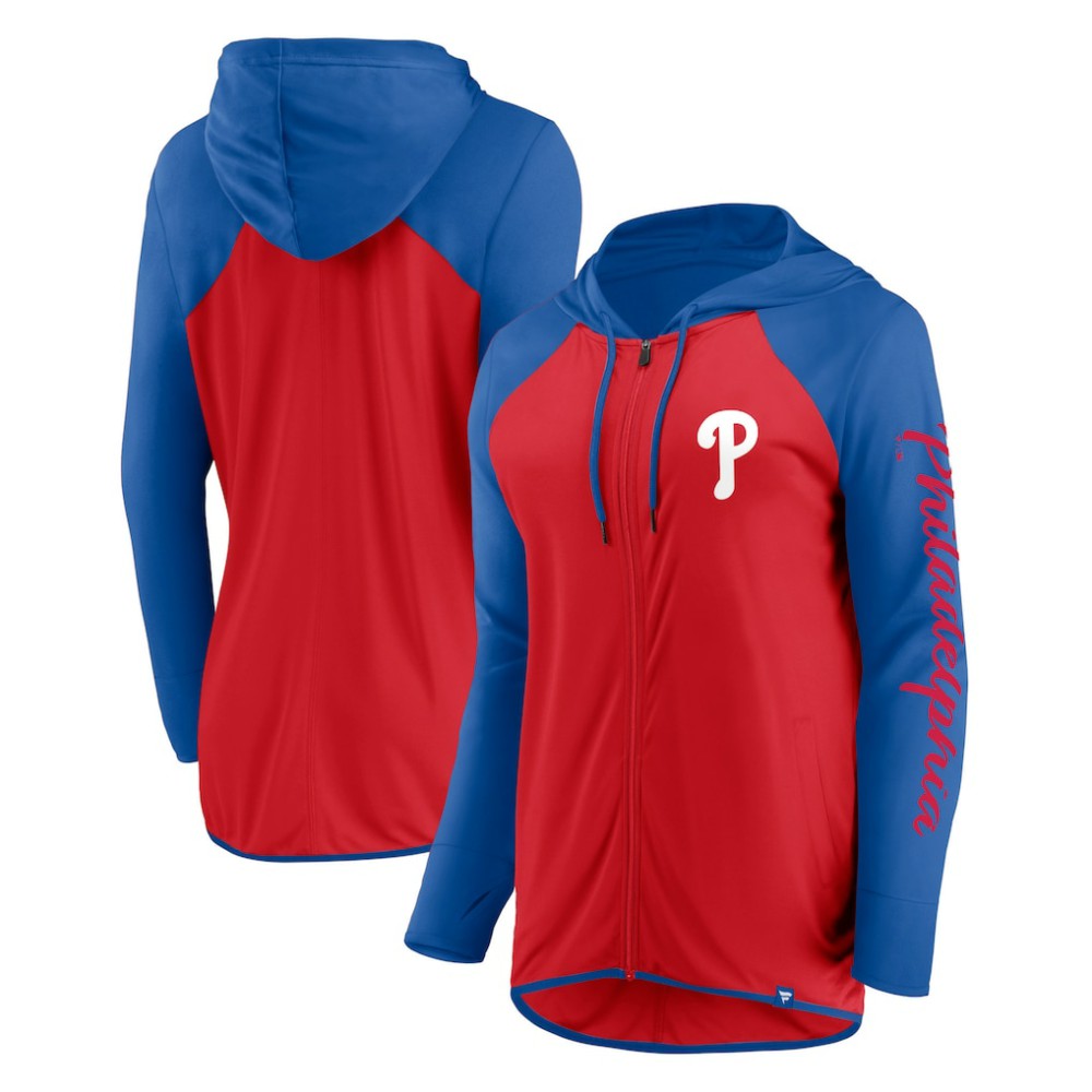 Philadelphia Phillies Fanatics Women's Script Sleeve Full-Zip Hoodie Sale