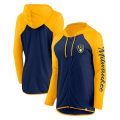 Milwaukee Brewers Fanatics Women's Script Sleeve Full-Zip Hoodie On Sale