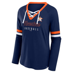 Houston Astros Fanatics Women's Won & Done Raglan Lace-Up Long Sleeve T-Shirt Near Me