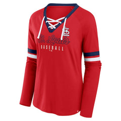 St. Louis Cardinals Fanatics Women's Won & Done Raglan Lace-Up Long Sleeve T-Shirt Near Me