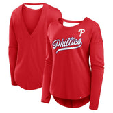 Philadelphia Phillies Fanatics Women's Core Boat Neck Long Sleeve T-Shirt On Sale