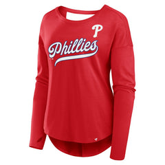 Philadelphia Phillies Fanatics Women's Core Boat Neck Long Sleeve T-Shirt On Sale