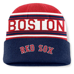 Boston Red Sox Fanatics Fundamental Team Stripe Cuffed Knit Hat Lifestyle