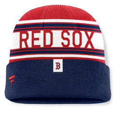 Boston Red Sox Fanatics Fundamental Team Stripe Cuffed Knit Hat Lifestyle