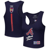 Atlanta Braves Pro Standard Women's Fast Lane Fitted Tri-Blend Cropped Tank Top discount
