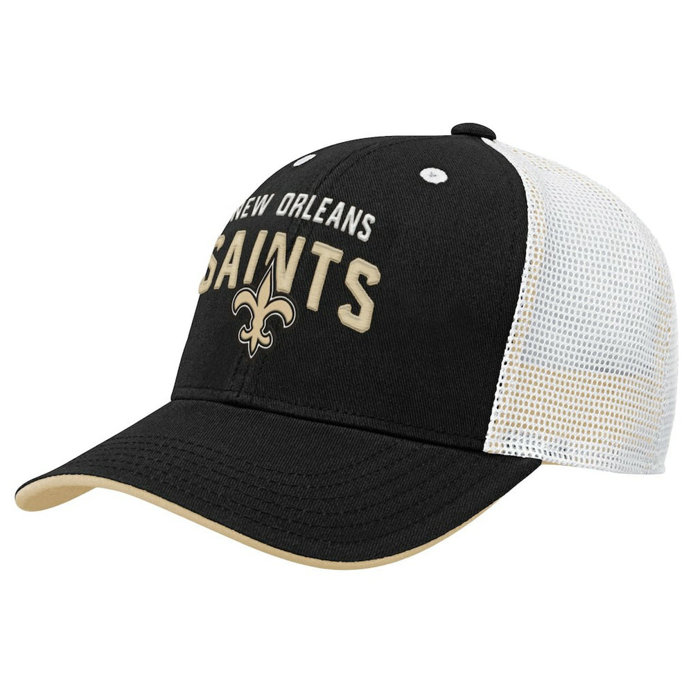 New Orleans Saints Youth Core Lockup Trucker Adjustable Hat Black - NFL