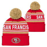San Francisco 49ers Youth Jacquard Cuffed Knit Hat with Pom Scarlet - NFL