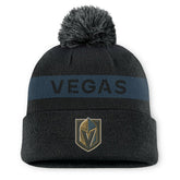 Vegas Golden Knights Fanatics Women's Authentic Pro Rink Cuffed Knit Hat with Pom Black/