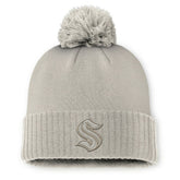 Seattle Kraken Fanatics Women's Authentic Pro Road Cuffed Knit Hat with Pom Tan