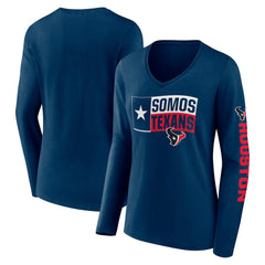 Houston Texans Hometown Sweep Long Sleeve V-Neck T-Shirt Navy - Fanatics