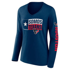 Houston Texans Hometown Sweep Long Sleeve V-Neck T-Shirt Navy - Fanatics