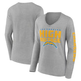 Los Angeles Chargers Hometown Sweep Long Sleeve V-Neck T-Shirt Heather Gray - Fanatics