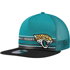 Jacksonville Jaguars New Era Half Stripe Trucker A-Frame 9FIFTY Snapback Hat Teal/Black - NFL