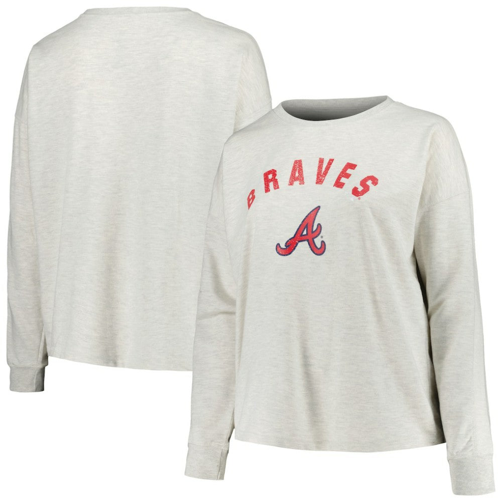 Atlanta Braves Profile Women's Plus Size French Terry Pullover Sweatshirt Sale