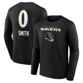 Roquan Smith Baltimore Ravens Team Wordmark Player Name & Number Long Sleeve T-Shirt Black - NFL