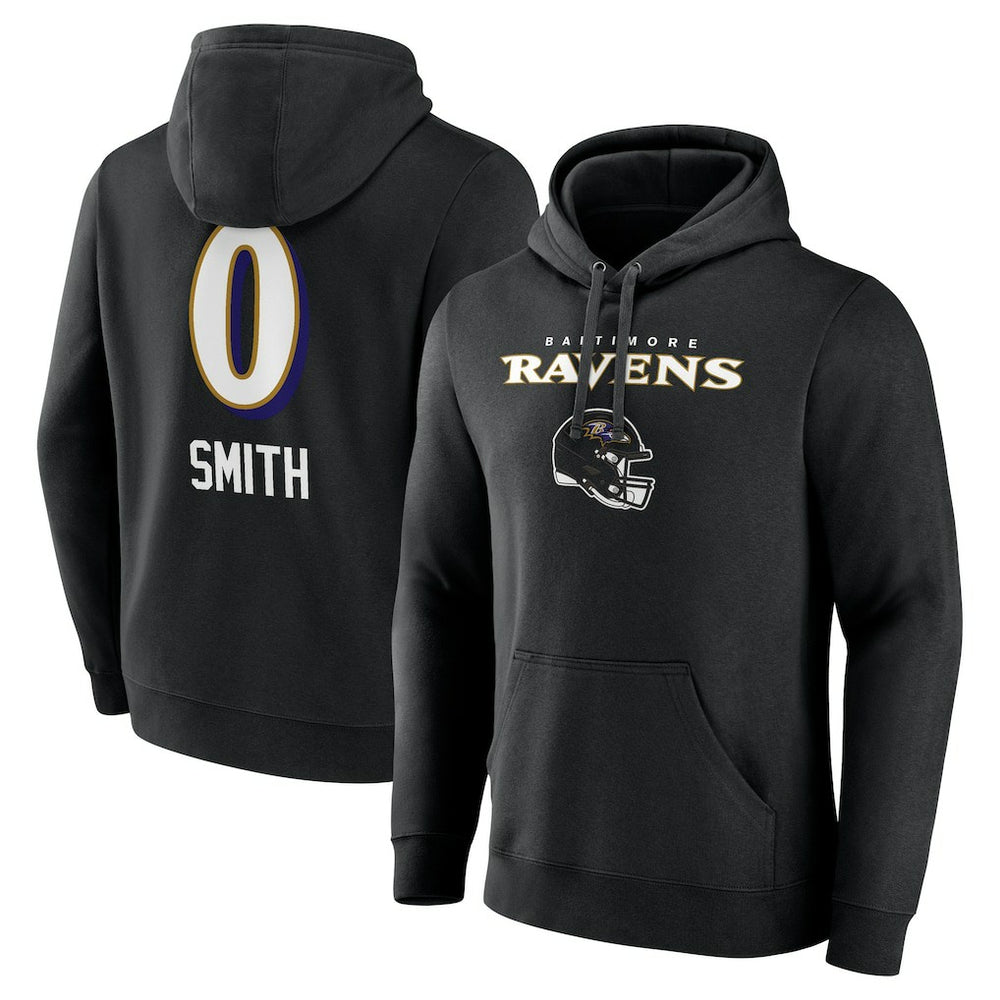 Roquan Smith Baltimore Ravens Team Wordmark Player Name & Number Pullover Hoodie Black - NFL