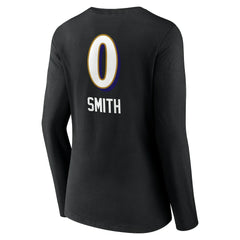 Roquan Smith Baltimore Ravens Women's Team Wordmark Player Name & Number Long Sleeve V-Neck T-Shirt Black - NFL