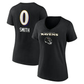 Roquan Smith Baltimore Ravens Women's Team Wordmark Player Name & Number V-Neck T-Shirt Black - NFL