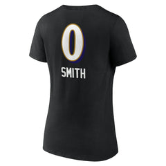 Roquan Smith Baltimore Ravens Women's Team Wordmark Player Name & Number V-Neck T-Shirt Black - NFL