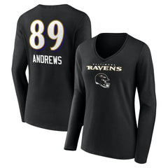 Mark Andrews Baltimore Ravens Women's Team Wordmark Player Name & Number Long Sleeve V-Neck T-Shirt Black - NFL