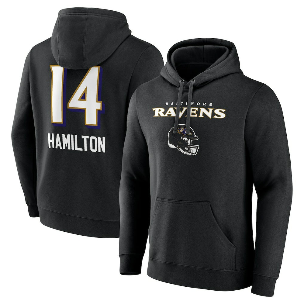 Kyle Hamilton Baltimore Ravens Team Wordmark Player Name & Number Pullover Hoodie Black - NFL