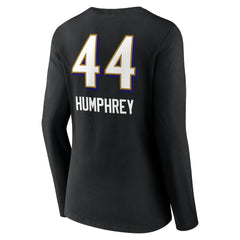 Marlon Humphrey Baltimore Ravens Women's Team Wordmark Player Name & Number Long Sleeve V-Neck T-Shirt Black - NFL