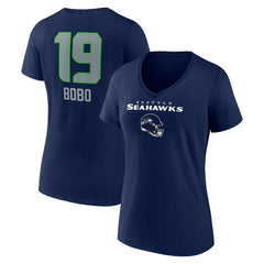 Jake Bobo Seattle Seahawks Women's Team Wordmark Player Name & Number V-Neck T-Shirt College Navy - NFL