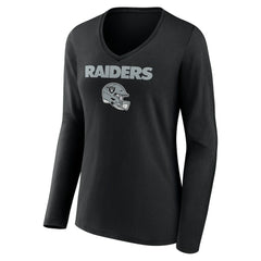 Tyree Wilson Las Vegas Raiders Women's Team Wordmark Player Name & Number Long Sleeve V-Neck T-Shirt Black - NFL
