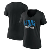 Detroit Lions Women's Victory Script V-Neck T-Shirt Black - NFL