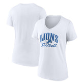 Detroit Lions Women's Victory Script V-Neck T-Shirt White - NFL