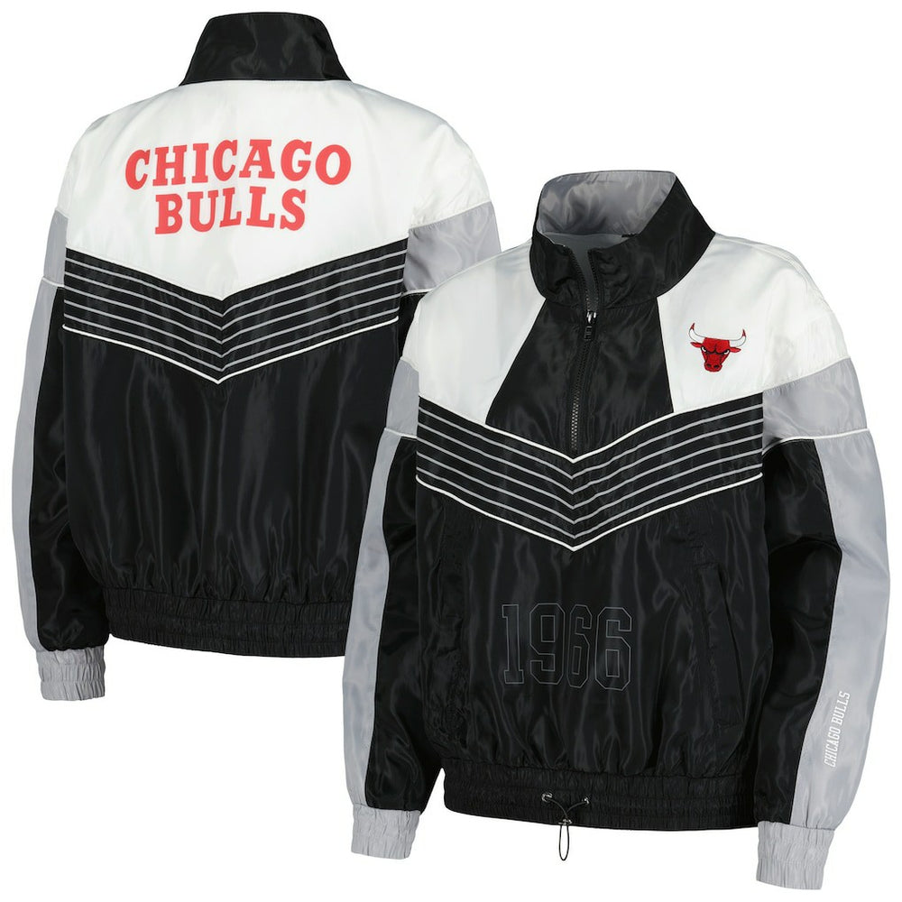 NBA - Chicago Bulls The Wild Collective Women's Courtside Half-Zip Track Jacket - Black