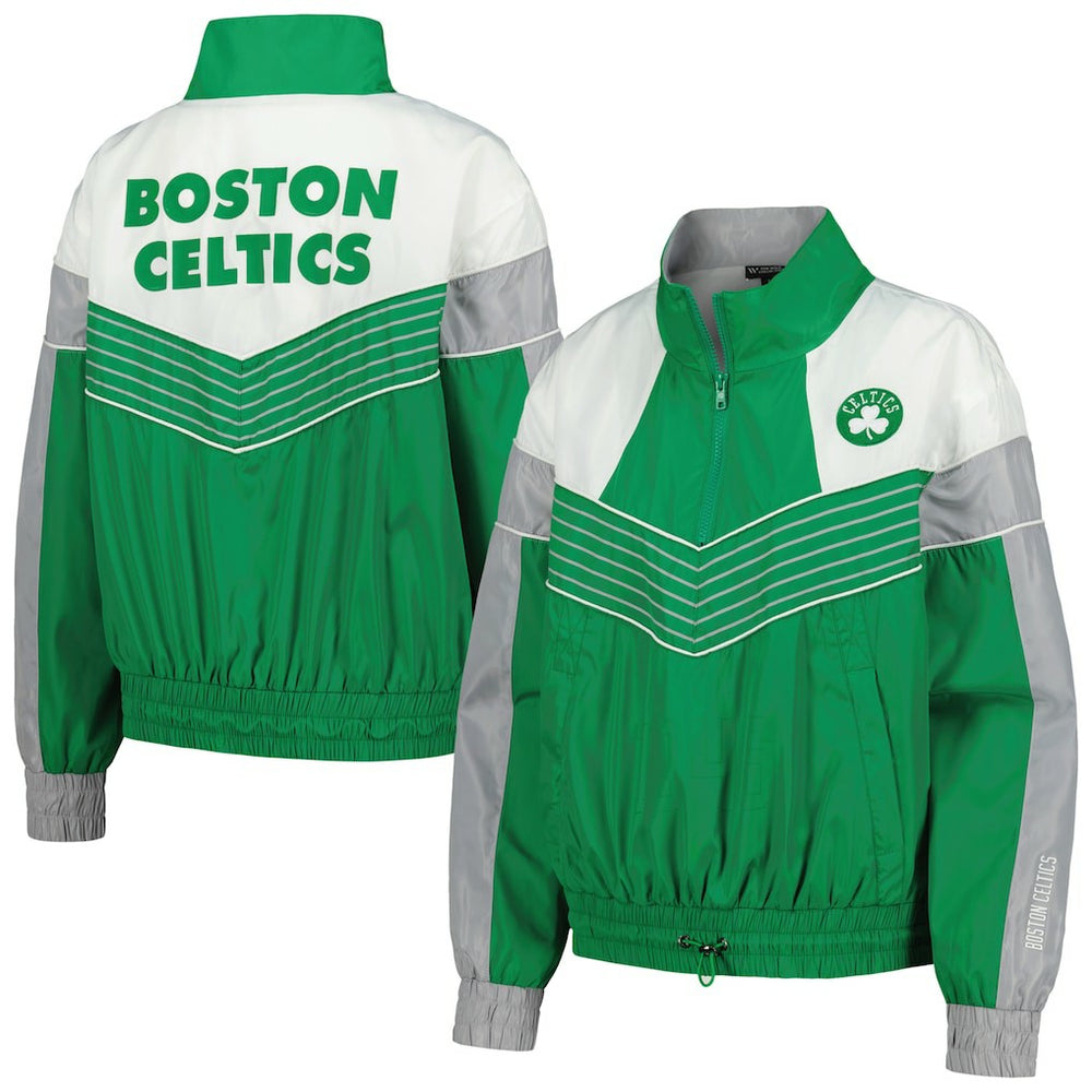 NBA - Boston Celtics The Wild Collective Women's Courtside Half-Zip Track Jacket - Kelly Green