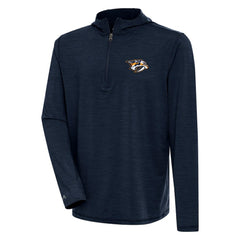 Nashville Predators - Antigua Tidy Quarter-Zip Pullover Hoodie Heather Navy