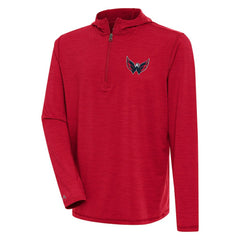 Washington Capitals Antigua Tidy Quarter-Zip Pullover Hoodie Heather Red