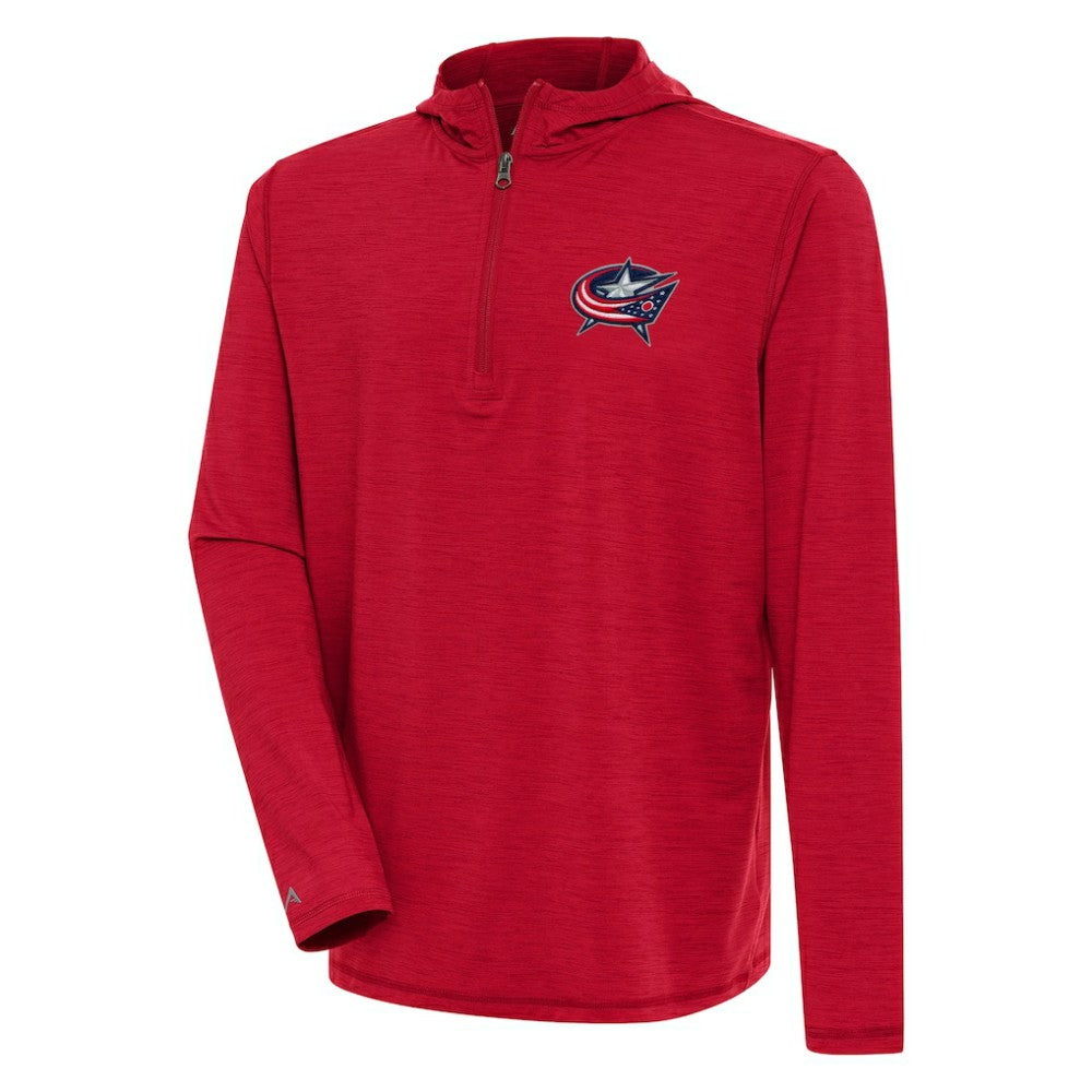 Columbus Blue Jackets - Antigua Tidy Quarter-Zip Pullover Hoodie Heather Red