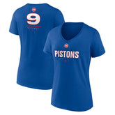 NBA - Ausar Thompson Detroit Pistons Women's Behind The Back Name & Number V-Neck T-Shirt - Blue