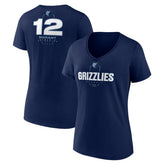 NBA - Ja Morant Memphis Grizzlies Women's Behind The Back Name & Number V-Neck T-Shirt - Navy
