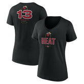 NBA - Bam Adebayo Miami Heat Women's Behind The Back Name & Number V-Neck T-Shirt - Black