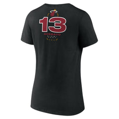 NBA - Bam Adebayo Miami Heat Women's Behind The Back Name & Number V-Neck T-Shirt - Black