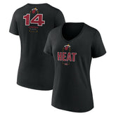 NBA - Tyler Herro Miami Heat Women's Behind The Back Name & Number V-Neck T-Shirt - Black