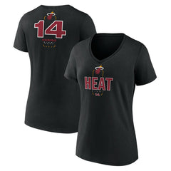 NBA - Tyler Herro Miami Heat Women's Behind The Back Name & Number V-Neck T-Shirt - Black