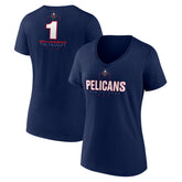 NBA - Zion Williamson New Orleans Pelicans Women's Behind The Back Name & Number V-Neck T-Shirt - Navy