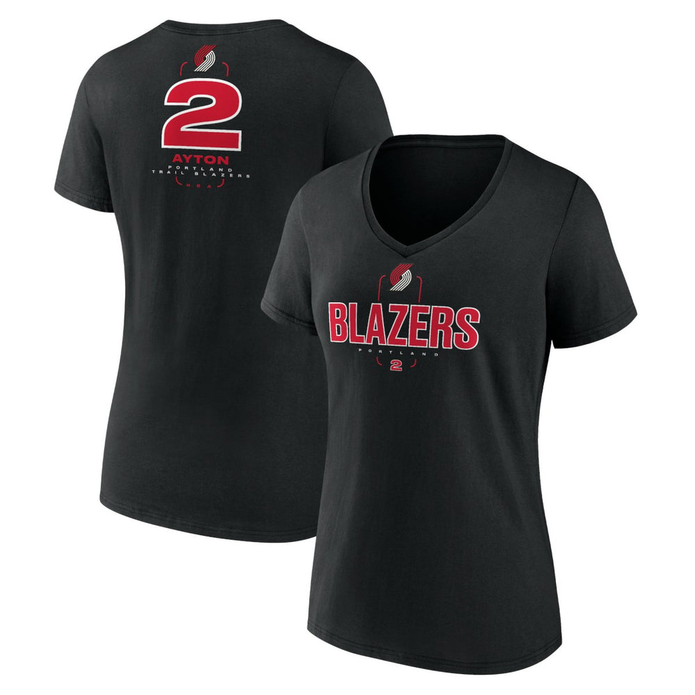 NBA - Deandre Ayton Portland Trail Blazers Women's Behind The Back Name & Number V-Neck T-Shirt - Black
