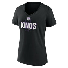 NBA - Domantas Sabonis Sacramento Kings Women's Behind The Back Name & Number V-Neck T-Shirt - Black
