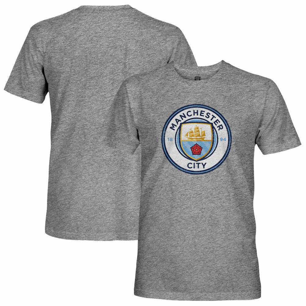 Manchester City 1863FC Tri-Blend Color Crest T-Shirts - Heather Gray
