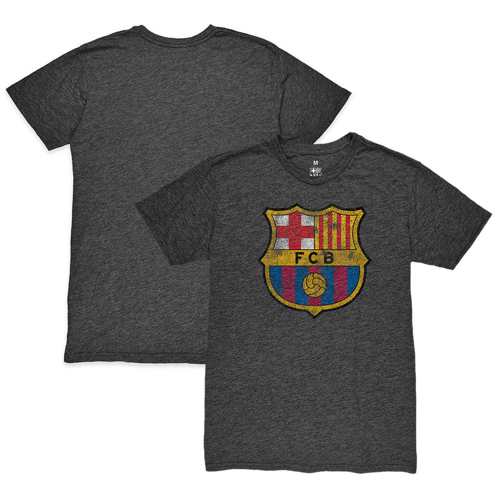 Barcelona 1863FC Color Crest Twisted Tri-Blend Slub T-Shirts - Heather Black