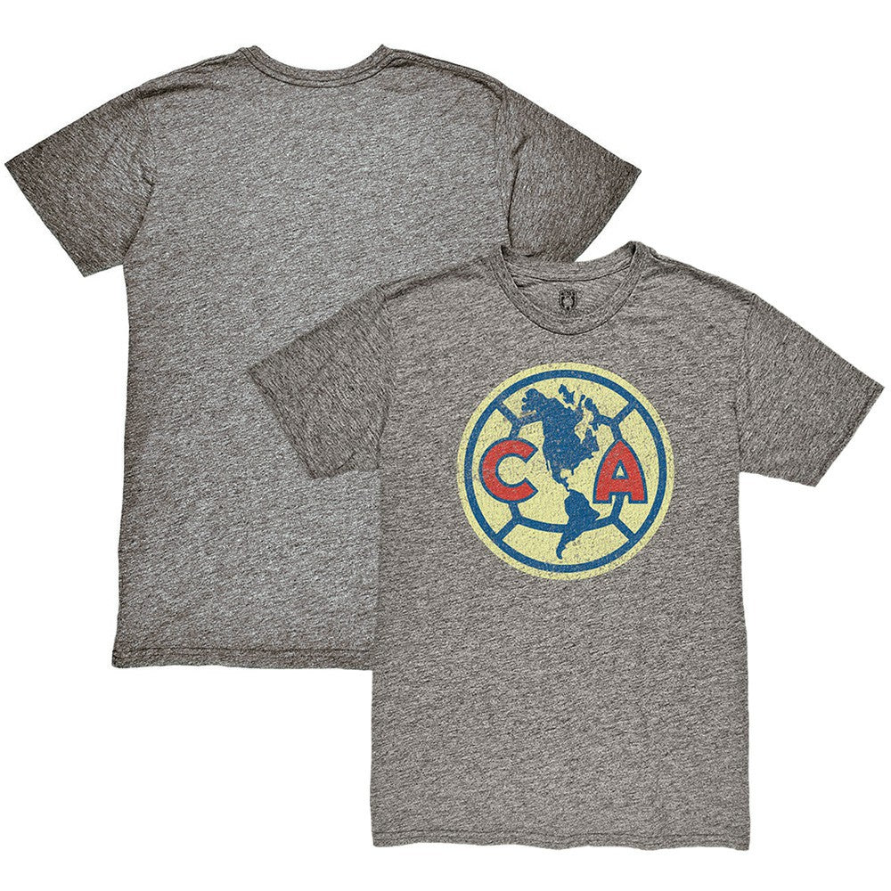 Club America 1863FC Color Crest Twisted Tri-Blend Slub T-Shirts - Heather Gray